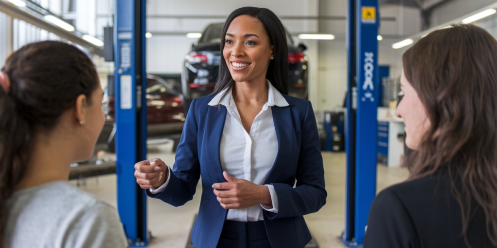 Woman leading service team
