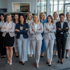 women in automotive dealership