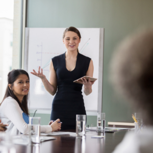 woman leading a meeting