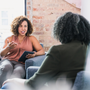 women in mentoring session