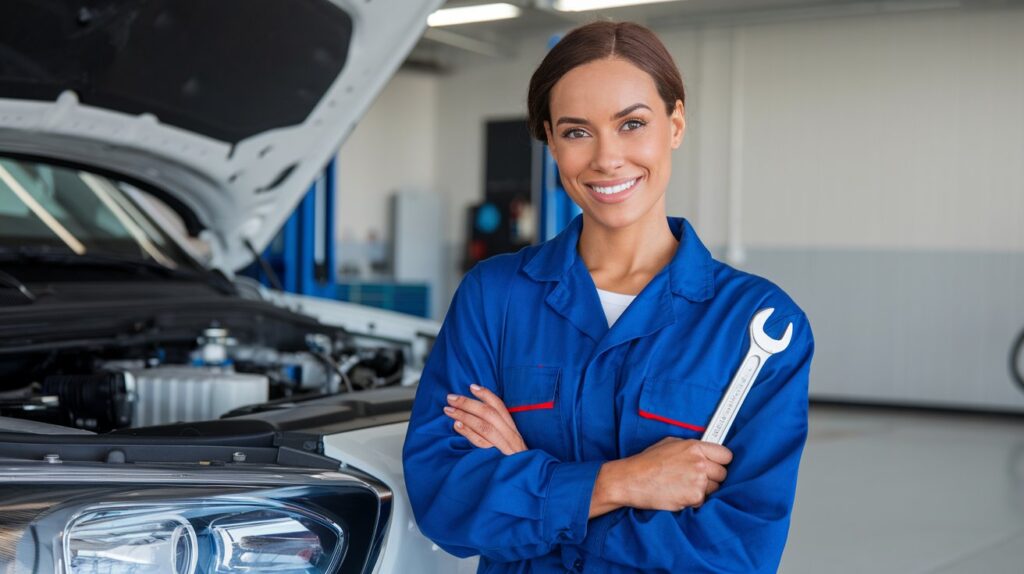 woman in automotive repair shop