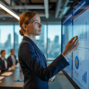 Female executive recognized for delivering consistent results