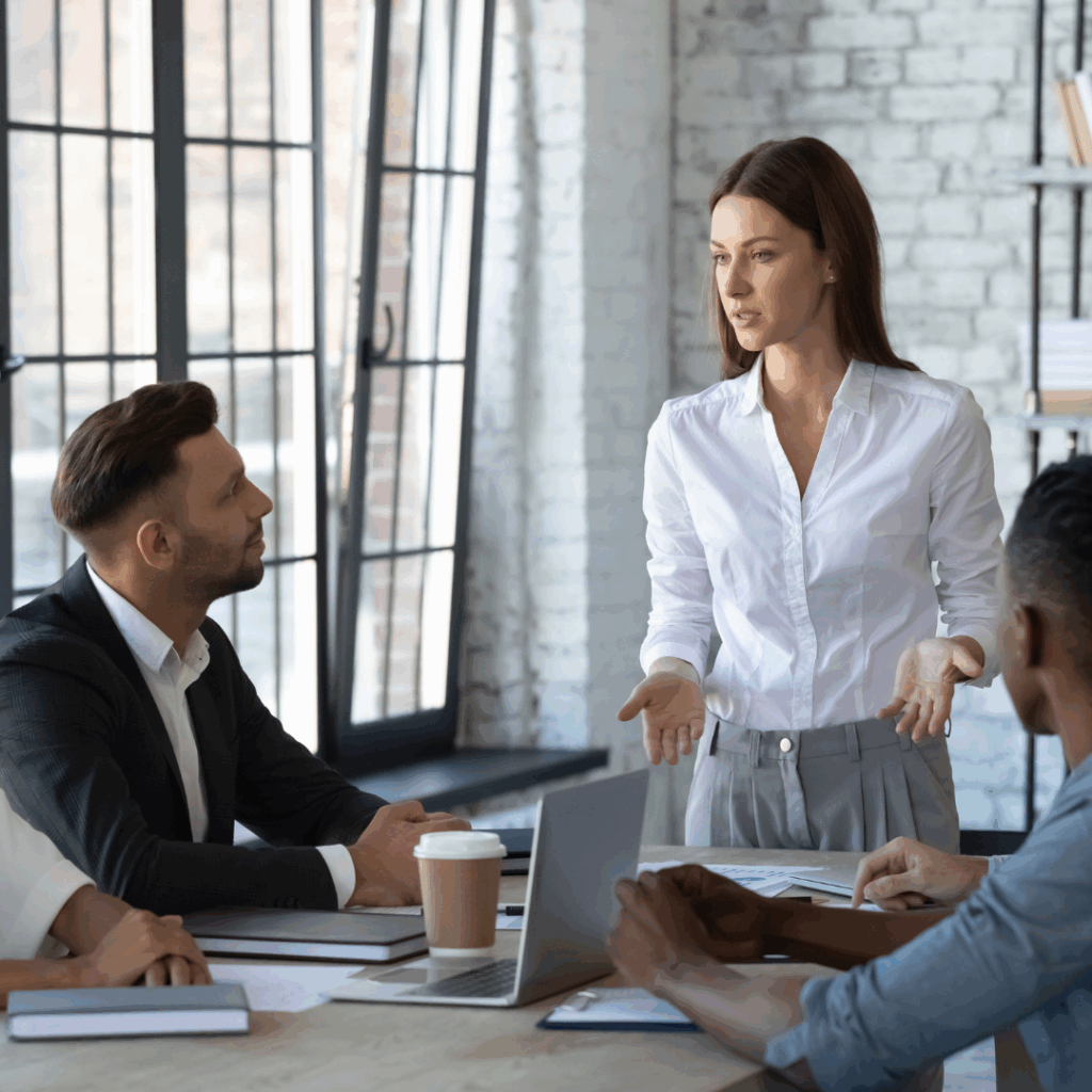 woman leading meeting