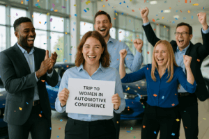 Dealership celebrating WIA contest winner